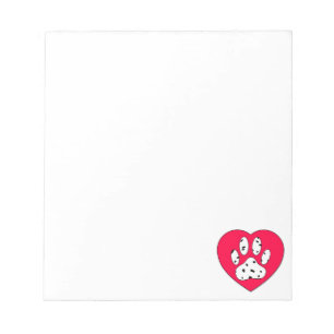 Dalmatian Paw Print In Red Heart Custom Notepad
