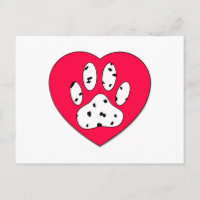 Dalmatian Paw Print In Red Heart