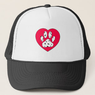 Dalmatian Paw Print In Red Heart Trucker Hat