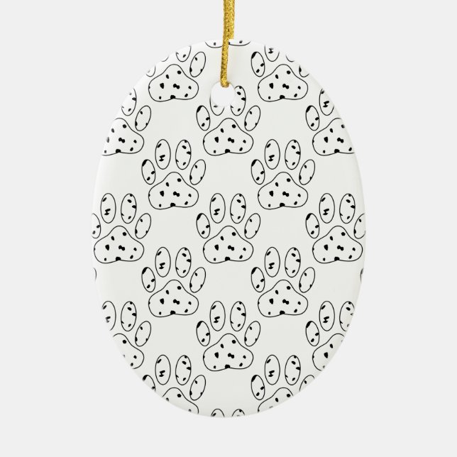 Dalmatian Paw Print Pattern Ceramic Tree Decoration (Front)