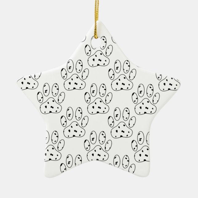 Dalmatian Paw Print Pattern Ceramic Tree Decoration (Front)
