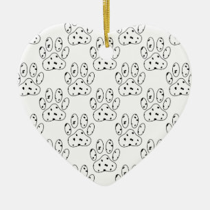 Dalmatian Paw Print Pattern Ceramic Tree Decoration