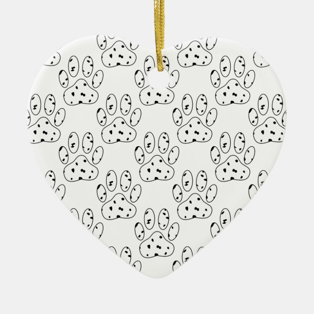Dalmatian Paw Print Pattern Ceramic Tree Decoration (Front)