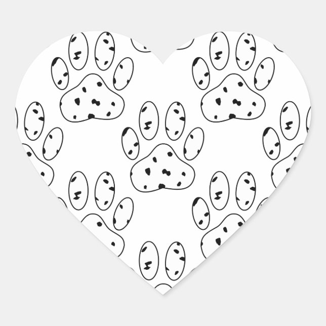 Dalmatian Paw Print Pattern Heart Sticker (Front)