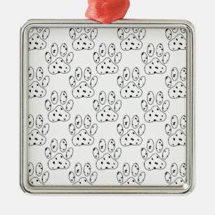 Dalmatian Paw Print Pattern Metal Tree Decoration
