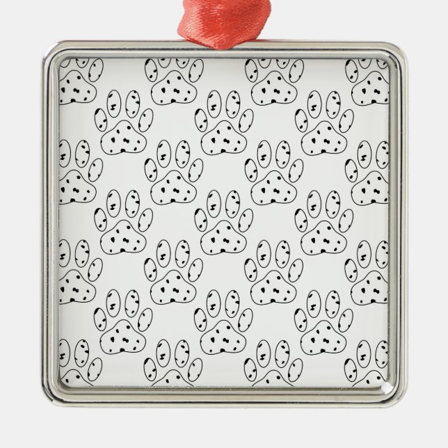 Dalmatian Paw Print Pattern Metal Tree Decoration (Front)