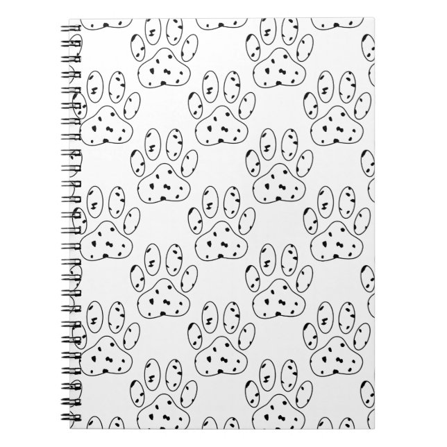 Dalmatian Paw Print Pattern Spiral Notebook (Front)