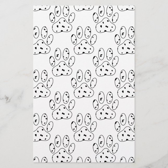 Dalmatian Paw Print Pattern Stationery (Front)