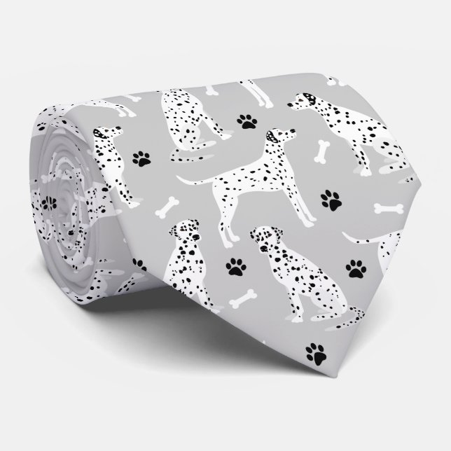 Dalmatian Paws and Bones Neck Tie (Rolled)