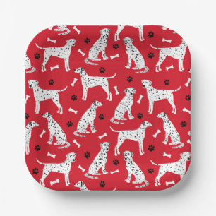 Dalmatian Paws and Bones Paper Plate