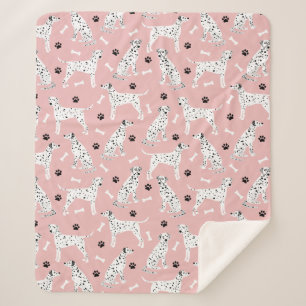 Dalmatian Paws and Bones Sherpa Blanket