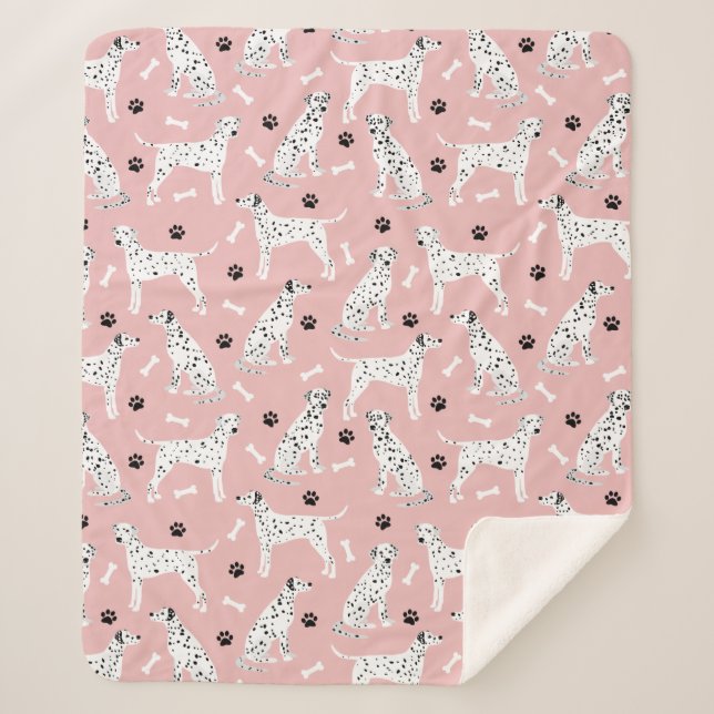 Dalmatian Paws and Bones Sherpa Blanket (Front)