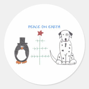 Dalmatian Peace On Earth Classic Round Sticker