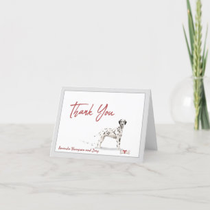 Dalmatian Pet Dog Personalise Bone Ribbon Thank You Card