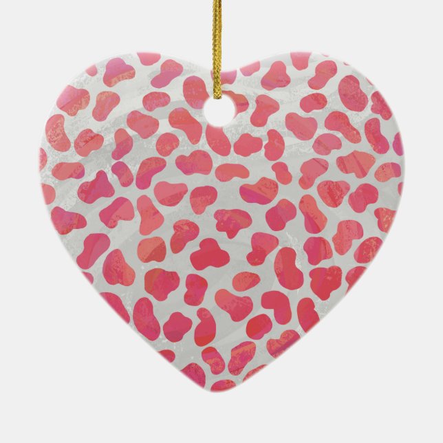 Dalmatian Pink and White Print Ceramic Tree Decoration (Back)