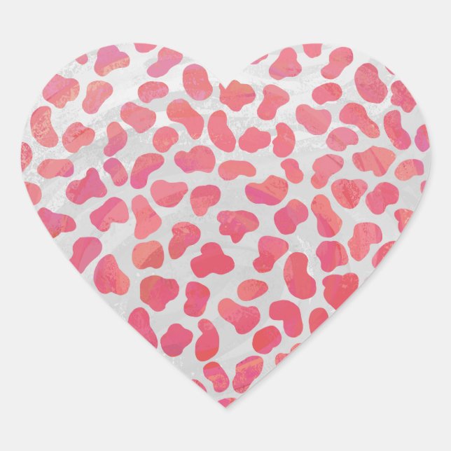 Dalmatian Pink and White Print Heart Sticker (Front)