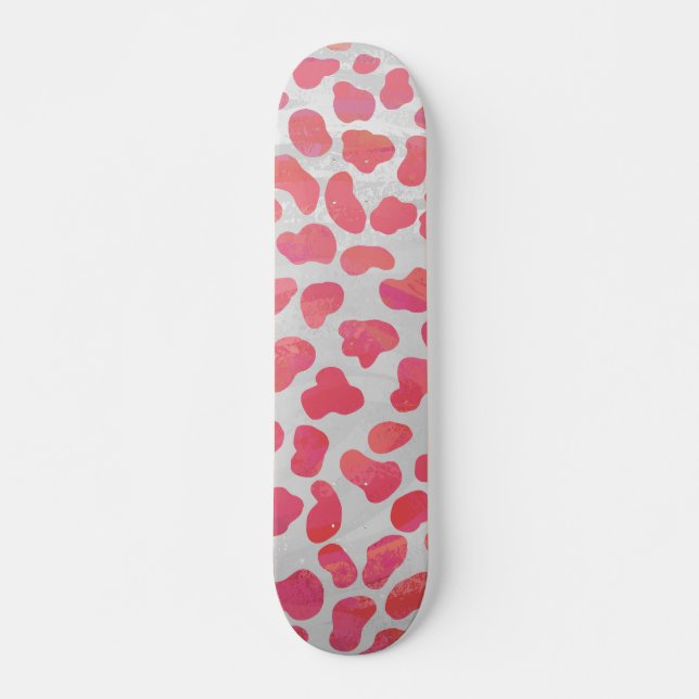 Dalmatian Pink and White Print Skateboard (Front)