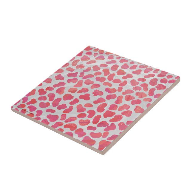 Dalmatian Pink and White Print Tile (Side)