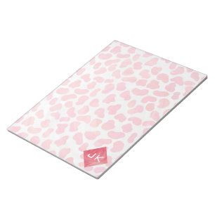 Dalmatian Pink and White with Monogram Notepad