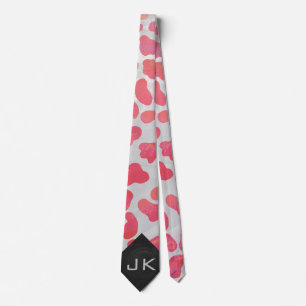 Dalmatian Pink and White with Monogram Tie
