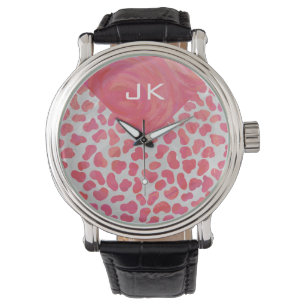 Dalmatian Pink and White with Monogram Watch