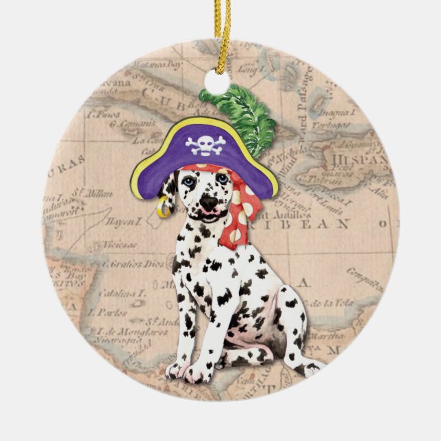 Dalmatian Pirate Ceramic Tree Decoration (Front)