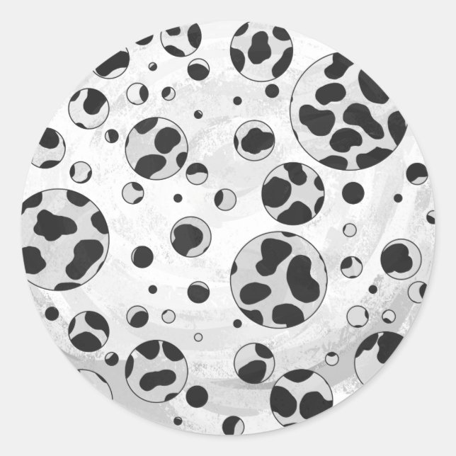 Dalmatian Polka Dot Black and White Classic Round Sticker (Front)
