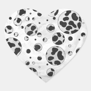 Dalmatian Polka Dot Black and White Heart Sticker