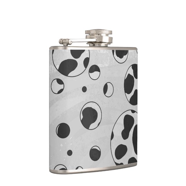 Dalmatian Polka Dot Black and White Hip Flask (Right)