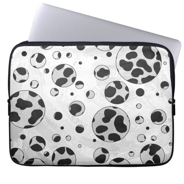 Dalmatian Polka Dot Black and White Laptop Sleeve (Front)