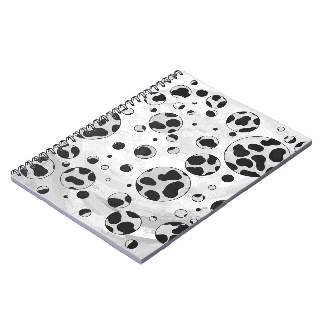 Dalmatian Polka Dot Black and White Spiral Notebook (Left Side)