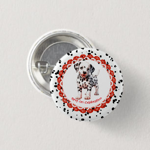 Dalmatian Print Birthday   Black and White party 3 Cm Round Badge