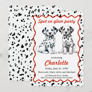 Dalmatian Print Birthday   Black and White party Invitation