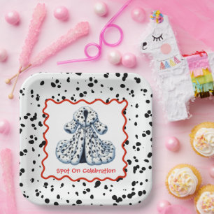 Dalmatian Print Birthday   Black and White party Paper Plate