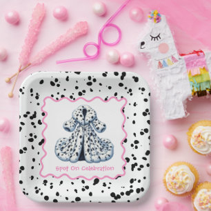 Dalmatian Print Birthday   Black and White party Paper Plate