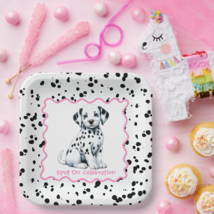 Dalmatian Print Birthday Black and White party Paper Plate