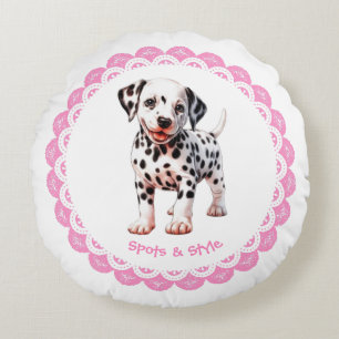 Dalmatian Print Birthday   Black and White party Round Cushion