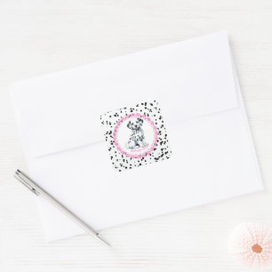 Dalmatian Print Birthday   Black and White party Square Sticker