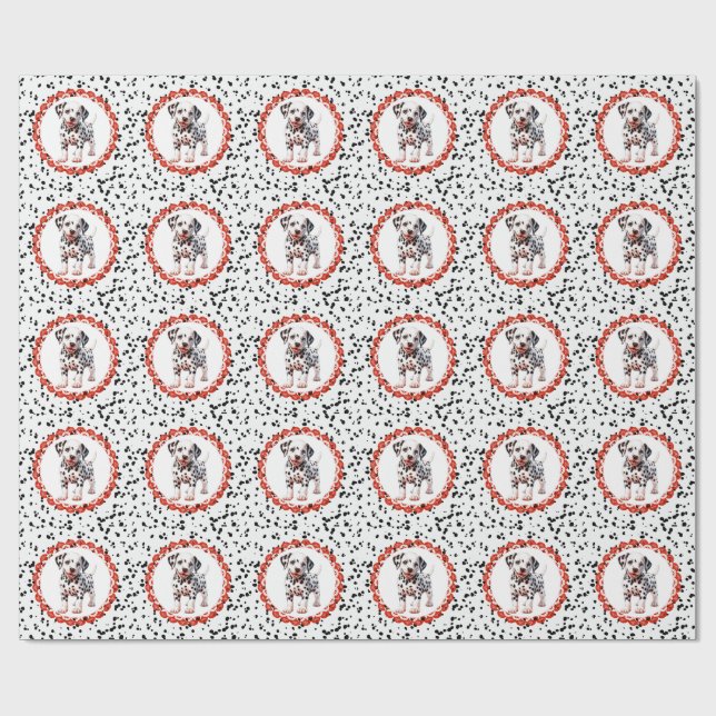 Dalmatian Print Birthday | Black and White party Wrapping Paper (Flat)