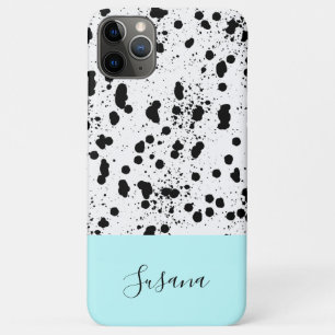 Dalmatian Print with Agua Blue Custom Name Case-Mate iPhone Case