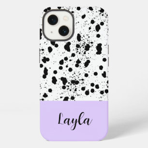 Dalmatian Print with Purple Custom Name iPhone 13 Case