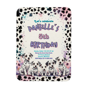 Dalmatian Puppies Pink Purple Birthday Party Magnet
