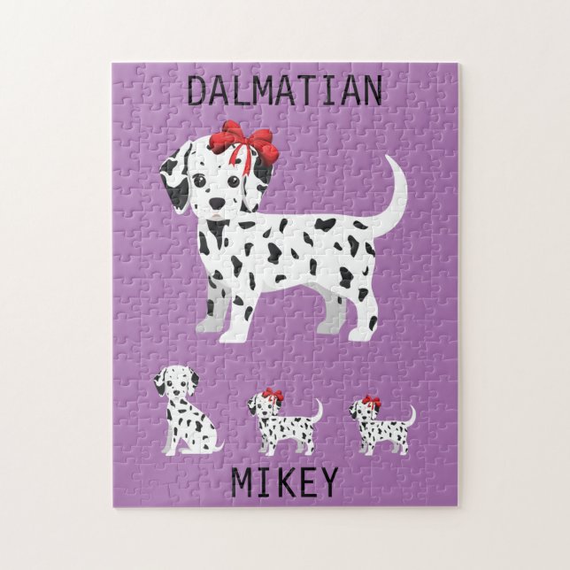 Dalmatian puppies puzzle with personalised name. (Vertical)