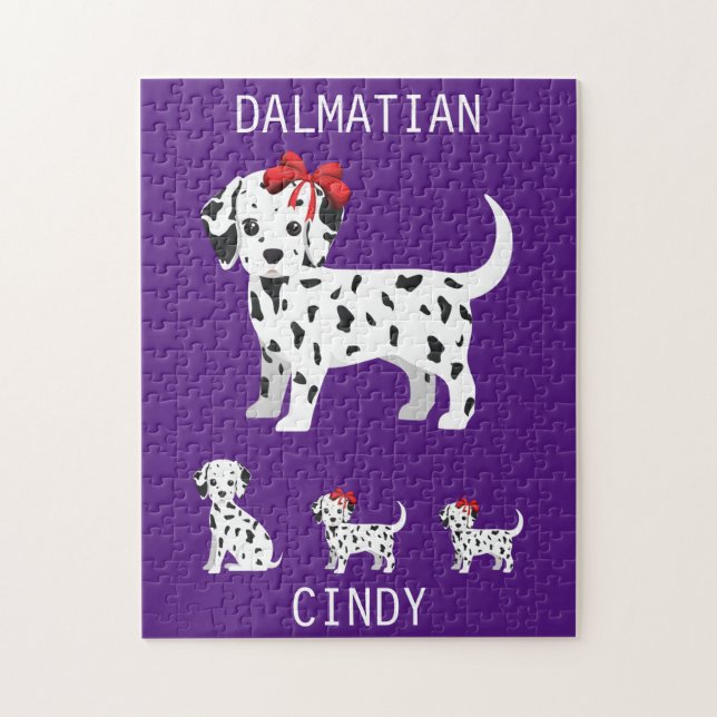 Dalmatian puppies puzzle with personalised name. (Vertical)