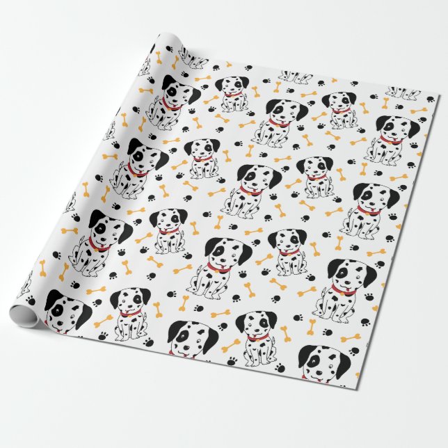 Dalmatian Puppies Wrapping Paper (Unrolled)