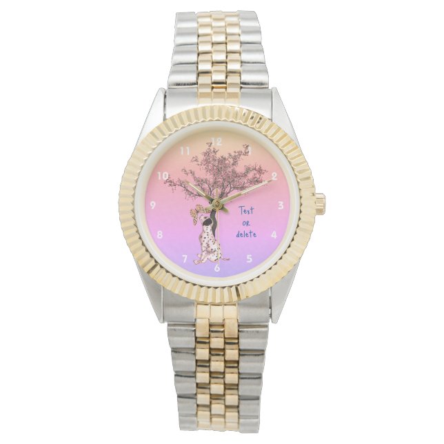 Dalmatian Puppy And Butterfly Personalised   Watch (Front)