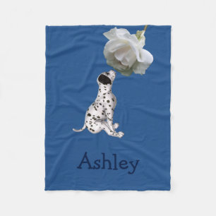 Dalmatian Puppy And Rose Animal Pattern Fleece Blanket