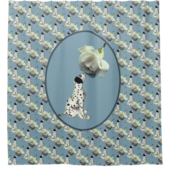 Dalmatian Puppy And Rose Animal Pattern   Shower Curtain (Front)