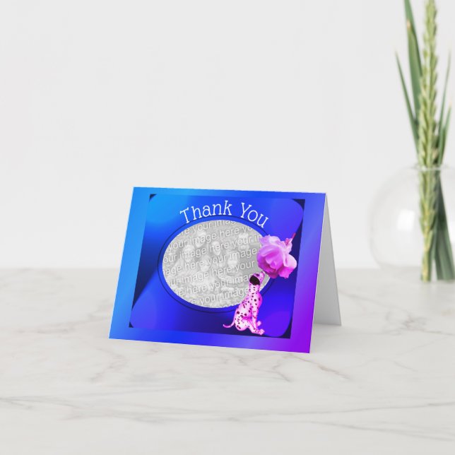 Dalmatian Puppy And Rose Thank You Photo Card (Front)