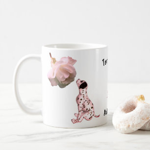 Dalmatian Puppy And White Rose Personalised Coffee Mug